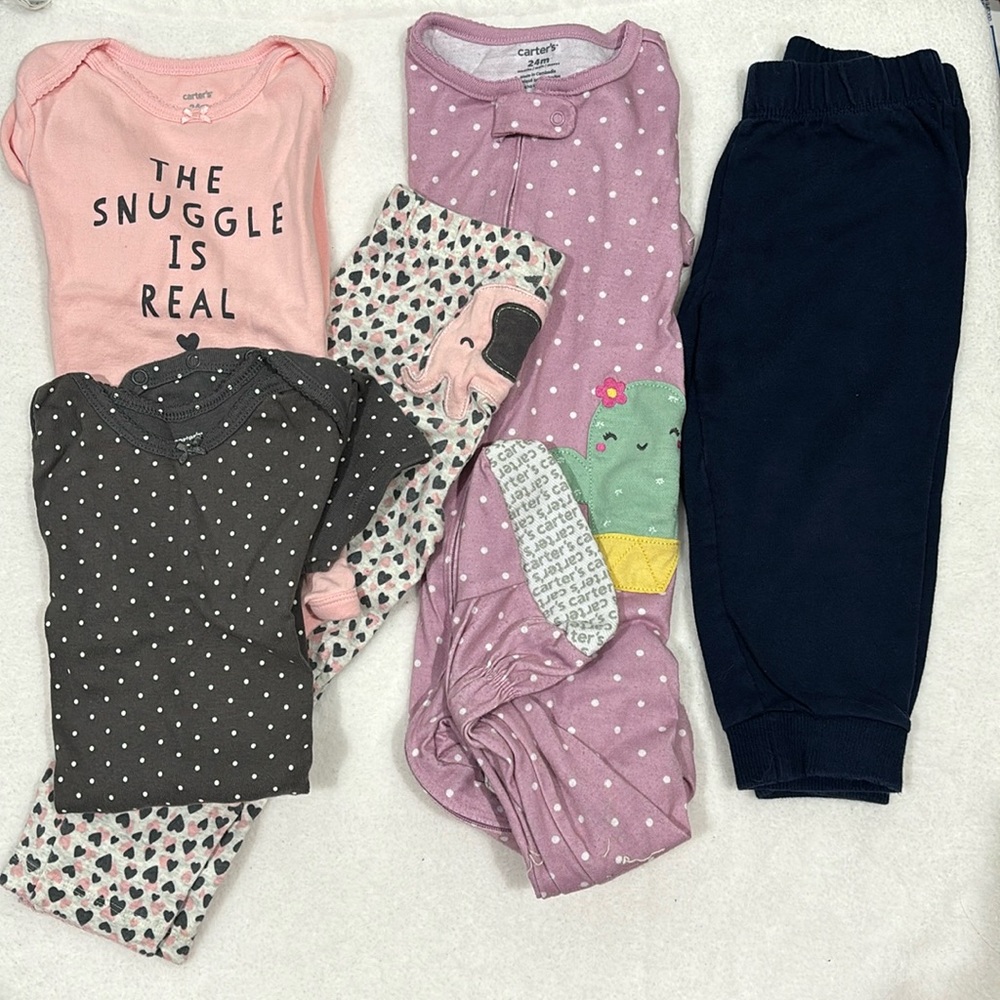 Carters Top Botton Bundle Baby Girl 24M Pink Cotton 5 PCS Fall Winter